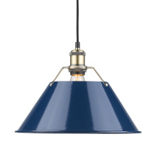 Golden Canada 3306-L AB-NVY - Yep by Golden Lighting Orwell 1-light 14in Pendant in Aged Brass and Navy Blue shade